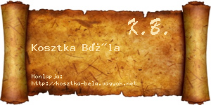 Kosztka Béla névjegykártya