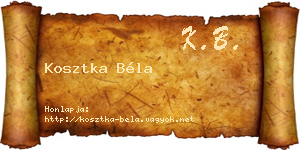 Kosztka Béla névjegykártya